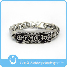 TKB-JB0147 Christ punk silver with crystal paved artificial diamond and casting fleur de lis 316L stainless steel bracelets